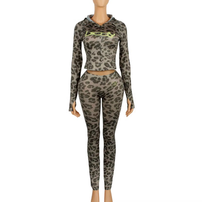 HLJ&GG Autumn New Letter Print Zipper Tracksuits Women Long Sleeve Slim Top and Skinny Pants Two Piece Sets Fashion 2Pcs Outfits